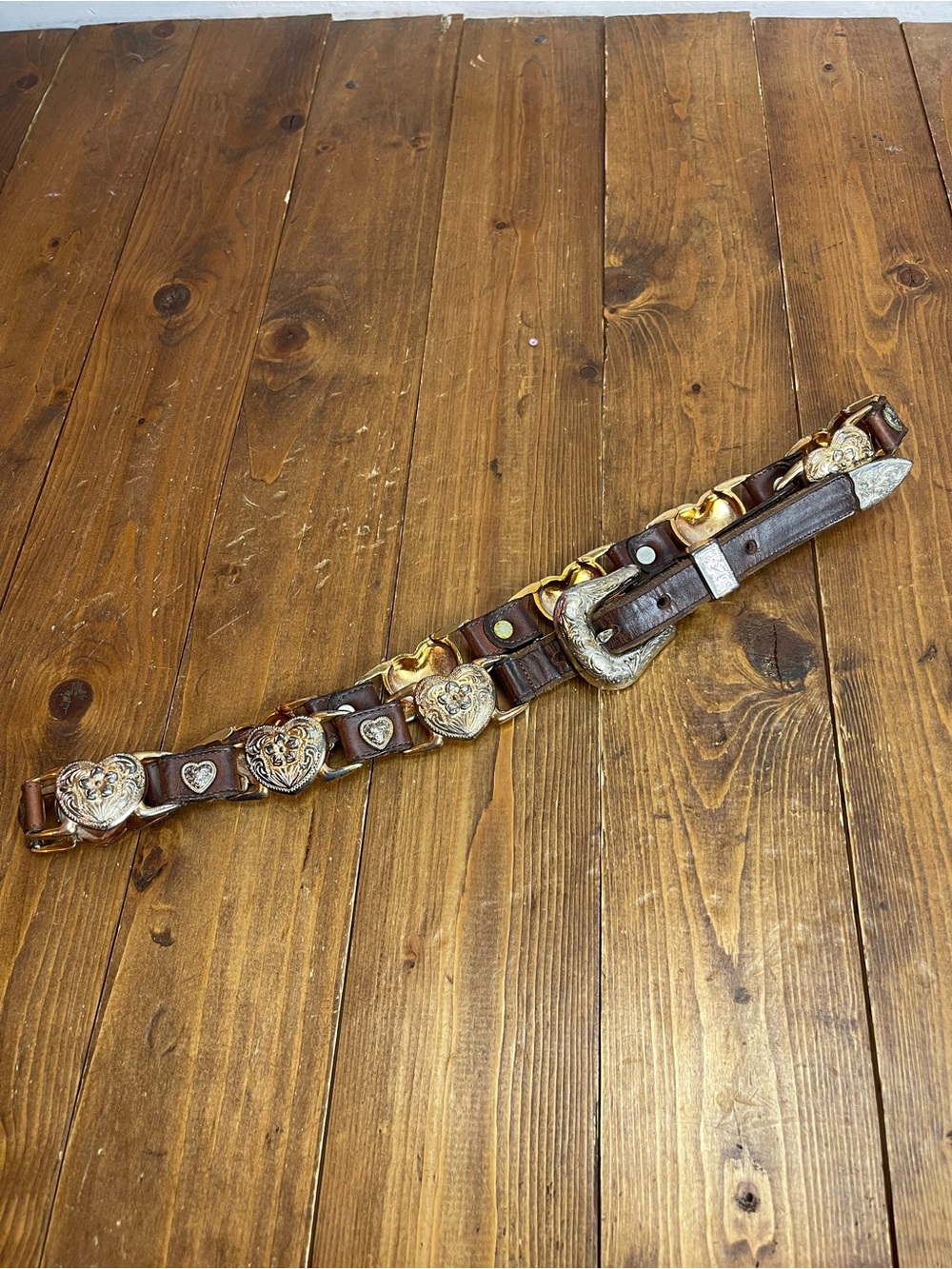 Vintage western belt with heart shaped conchos size 32